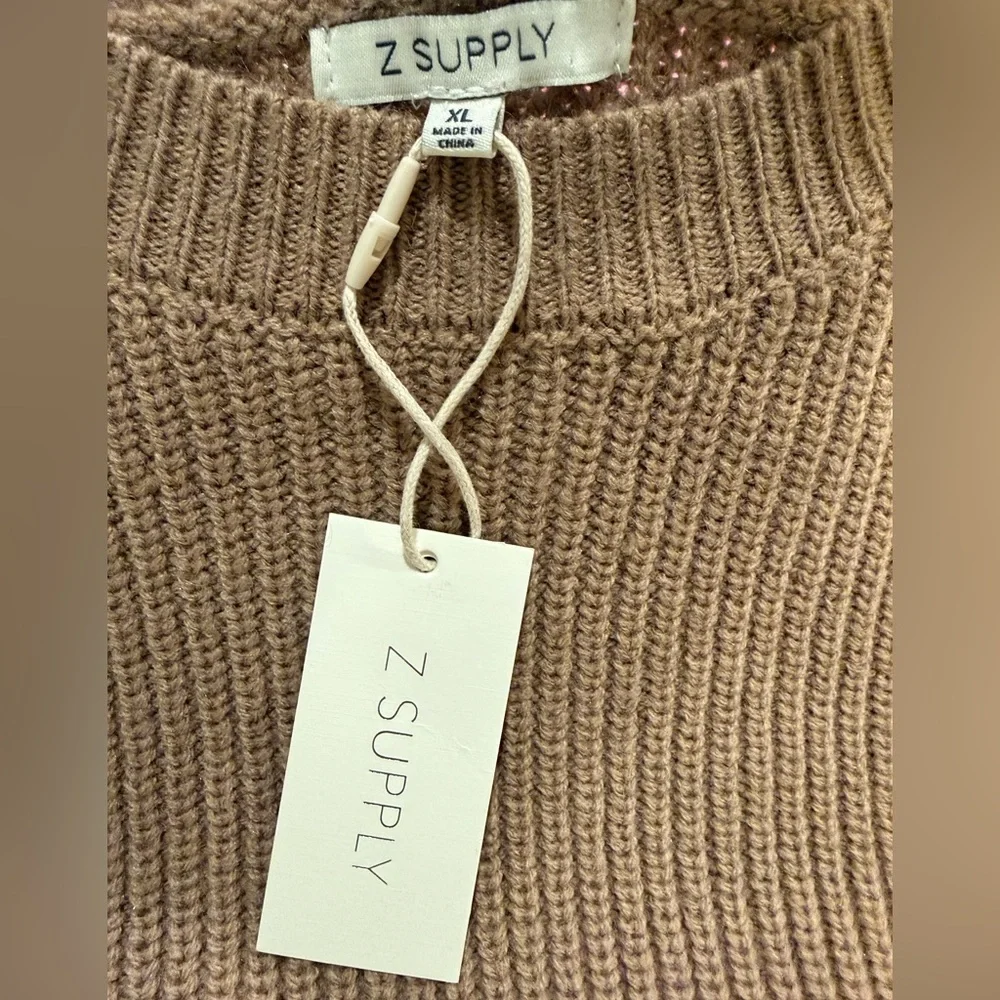 NWT Z Supply Sweater On The Fringe XL Campfire Brown Fringe Knit Pullover NWT - Picture 5 of 10